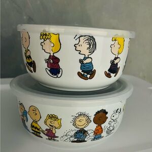 Peanuts Snoopy & Gang Ceramic Nesting Bowls with Pressure Release Lids